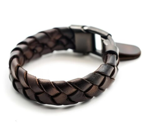 Gevlochten Lederen Armband – Bruin & Antraciet