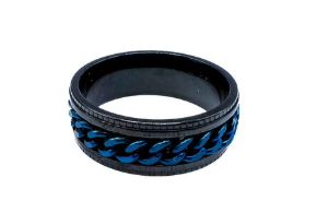 Black & Blue Spinner Ring – Schakel Design