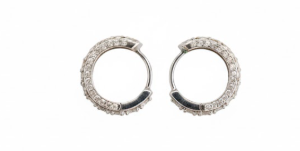 Silver Iced Hoop Earrings